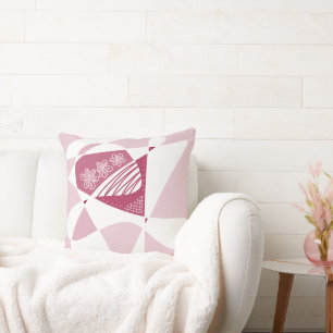 Cojín Decorativo Estrellas Y Rayas Abstractas: Blanco Polvoriento Y