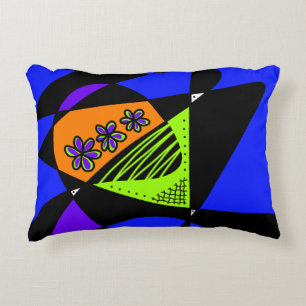 Cojín Decorativo Estrellas Y Rayas Resumen: Azul Verde Naranja