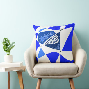 Cojín Decorativo Estrellas Y Rayas Resumen: Blanco Azul