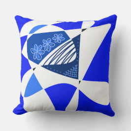 Cojín Decorativo Estrellas Y Rayas Resumen: Blanco Azul