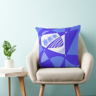 Cojín Decorativo Estrellas Y Rayas Resumen: Blanco Azul 3