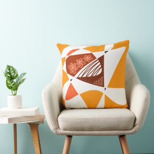 Cojín Decorativo Estrellas Y Rayas Resumen: Blanco Naranja Marrón