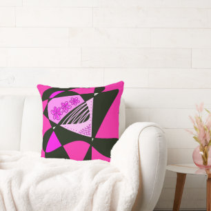 Cojín Decorativo Estrellas Y Rayas Resumen: Negro Rosa