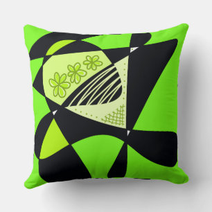 Cojín Decorativo Estrellas Y Rayas Resumen: Negro Verde