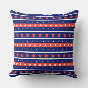 COJÍN DECORATIVO ESTRELLAS Y TIRAS AZULES DE BLANCO Y PATRIOTA