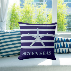 Cojín Decorativo Estriberas de estepa azul de la costa