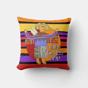 Cojín Decorativo Estribos de BG Color del patrón I + Ángel de la Gu