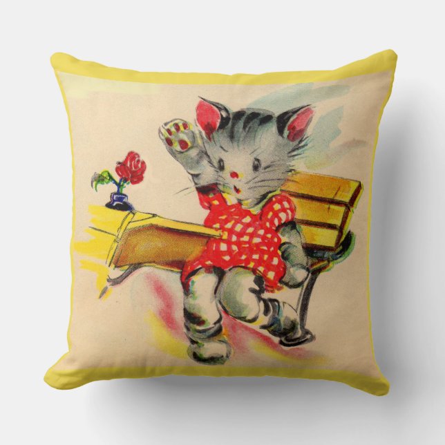 Cojín Decorativo estudiante de gatito kitten (Anverso)