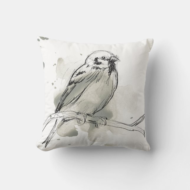 Cojín Decorativo Estudio de aves gestural (Anverso)