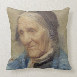 Cojín Decorativo Estudio de una mujer mayor, 1912 (w/c en el papel)