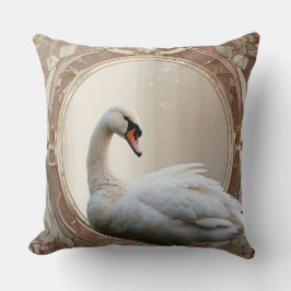 Cojín Decorativo *~* Etéreo del Art Nouveau de cisne blanco