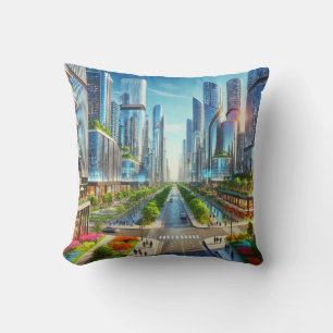 Cojín Decorativo Eterity Metropolis - El paisaje urbano futurista