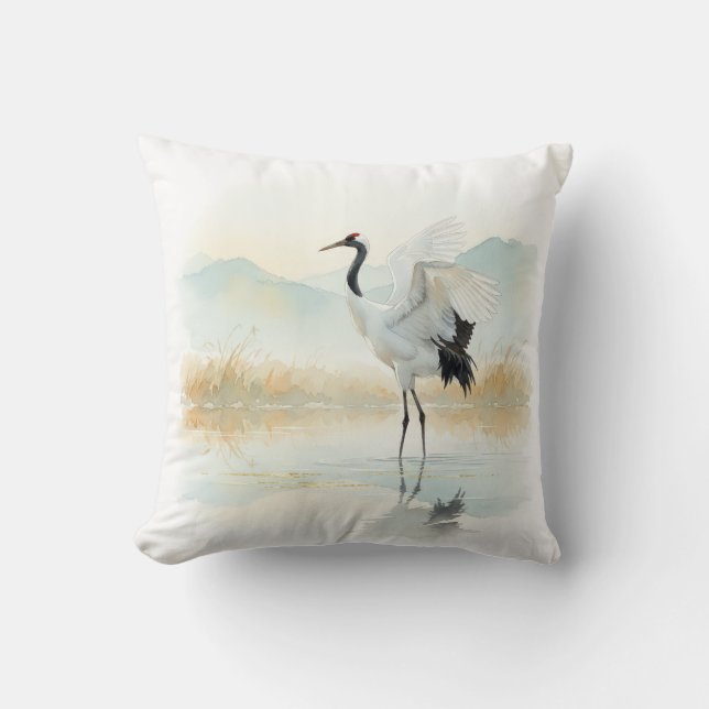 Cojín Decorativo Ethereal Crane Elegance (Anverso)