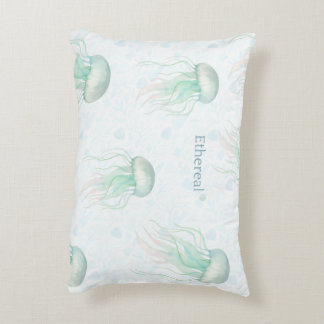Cojín Decorativo Ethereal jellyfish throw pillow teal