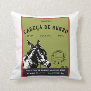 Cojín Decorativo Etiqueta Cachaça Cabeza de burro