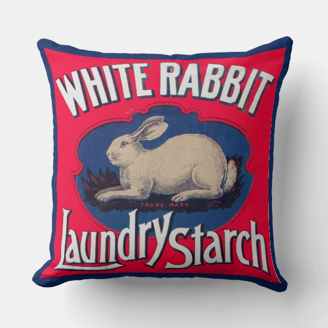 Cojín Decorativo Etiqueta de almidón de lavado de conejo blanco (Front)