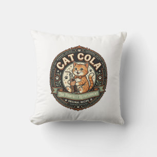 Cojín Decorativo Etiqueta de Bebida Gato Cola Gato Refresco Bebida