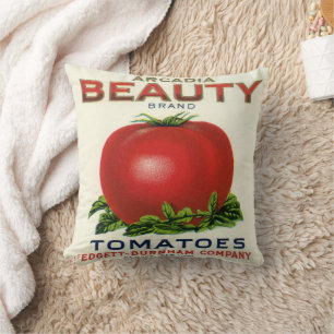 Cojín Decorativo Etiqueta de caja de frutas vintage, tomates Arcadi