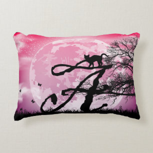 Cojín Decorativo Etiqueta de equipaje con monograma inicial de Luna