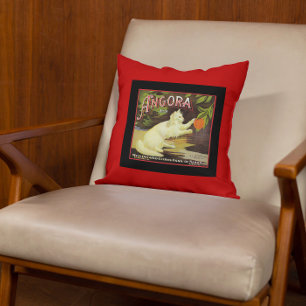 Cojín Decorativo Etiqueta de fruta de cítricos de gato blanco Angor