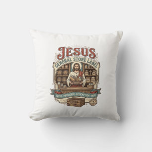 Cojín Decorativo Etiqueta de la tienda general de Jesús Tienda gene