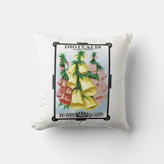 Cojín Decorativo Etiqueta de paquete de semilla de Digitalis