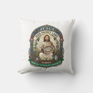 Cojín Decorativo Etiqueta de Paquete de Semillas de Jesús Paquete d