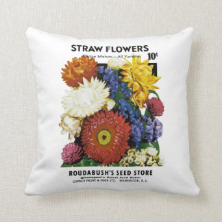 Cojín Decorativo Etiqueta del paquete de la semilla de flores de la