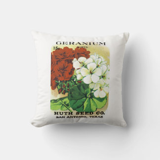 Cojín Decorativo Etiqueta del paquete semilla de geranio