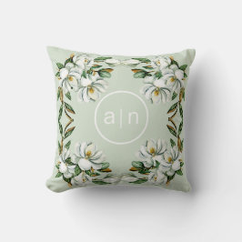 Cojín Decorativo Etiqueta moderna de portaequipajes de la magnolia 