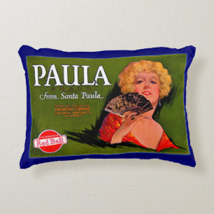Cojín Decorativo Etiqueta Paula del cráter de frutas de los años 20