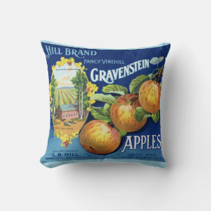 Cojín Decorativo Etiqueta Vintage de Manzana Gravenstein