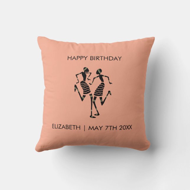 Cojín Decorativo Étnica, arte africano, baile de carnaval (Reverso)