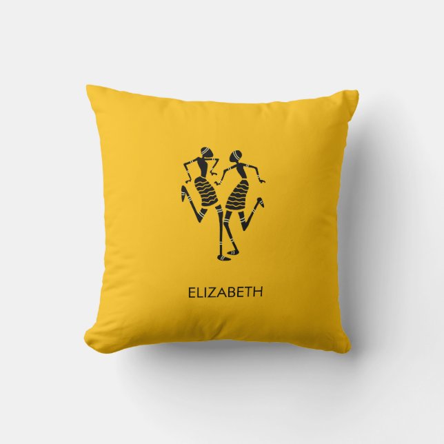 Cojín Decorativo Étnica, arte africano, baile de carnaval (Anverso)