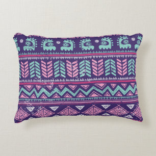 Cojín Decorativo Étnica Tribal: Colorido Patrón Sin Mar.