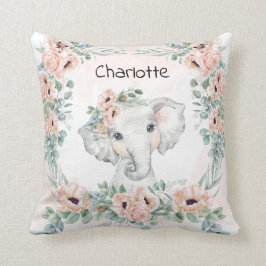 Cojín Decorativo Eucalipto Floral Elefante Niña Nursera