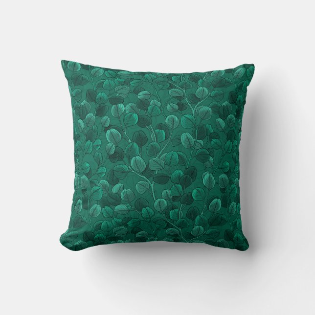 Cojín Decorativo Eucalipto sobre verde (Anverso)