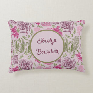 Cojín Decorativo Eucaliptus de peonía rosada personalizada