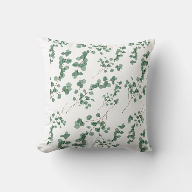 Cojín Decorativo Eucalyptus Leaf Seamless Pattern Art (Anverso)