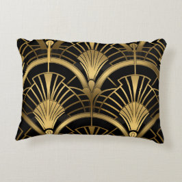 Cojín Decorativo Éventails Gatsby - Noir et Or Art Déco