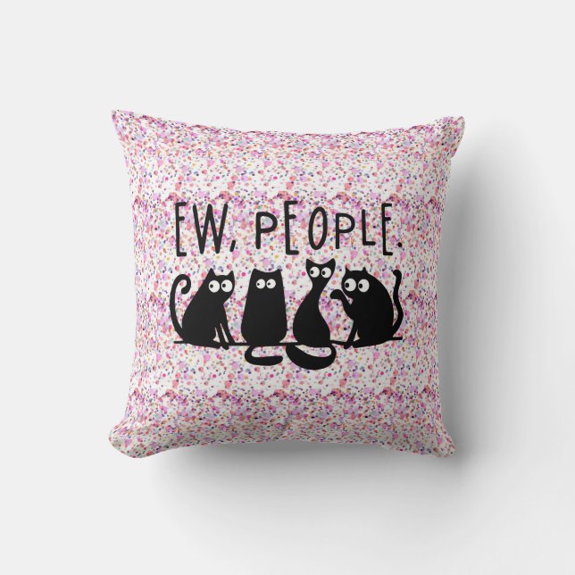 Cojín Decorativo Ew People Funny Meowy Gatos Negros (Anverso)