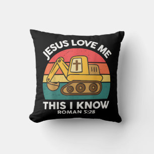 Cojín Decorativo Excavadora Cristiana Jesús Me Ama Esto Sé
