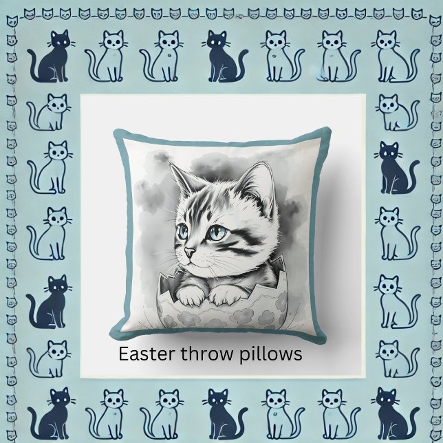 Cojín Decorativo excéntrico gatito de Pascua en la cáscara de huevo (Subido por el creador)