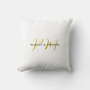 Cojín Decorativo Exclusivo Color Dorado Única Monograma Nombre Mode