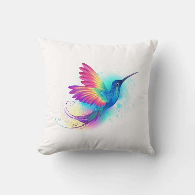 Cojín Decorativo Exotic Rainbow Hummingbird (Anverso)