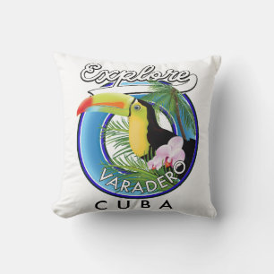 Cojín Decorativo Explora el logotipo de viaje de Varadero Cuba