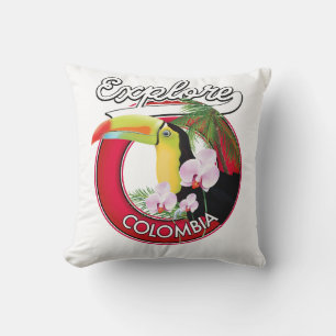 Cojín Decorativo Explora logo retro de Colombia