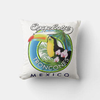 Cojín Decorativo Explora Troncones México logotipo retro