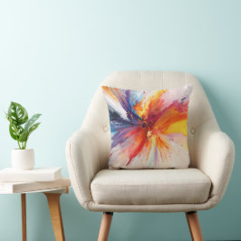 Cojín Decorativo Exploración de pintura abstracta de color de agua