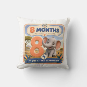 Cojín Decorativo Explorador de safari de hito de bebé de 8 meses